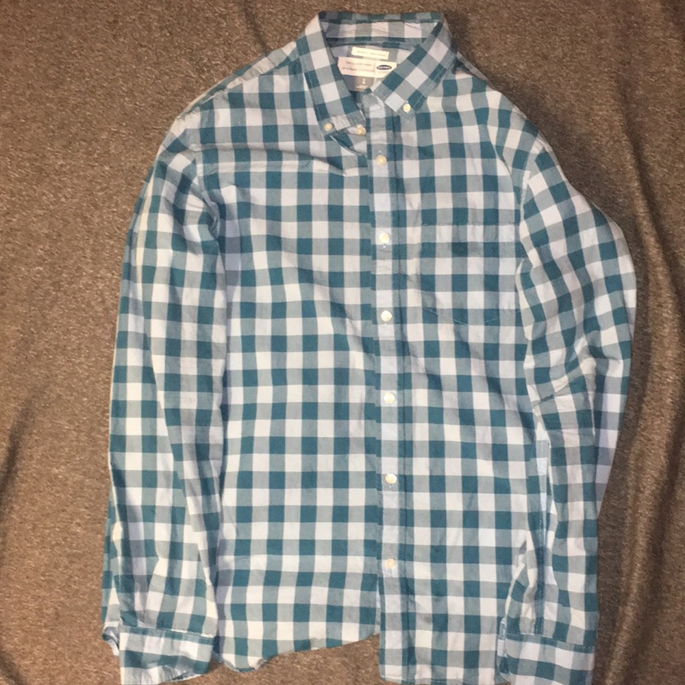 Large plaid old navy button down dress shirt